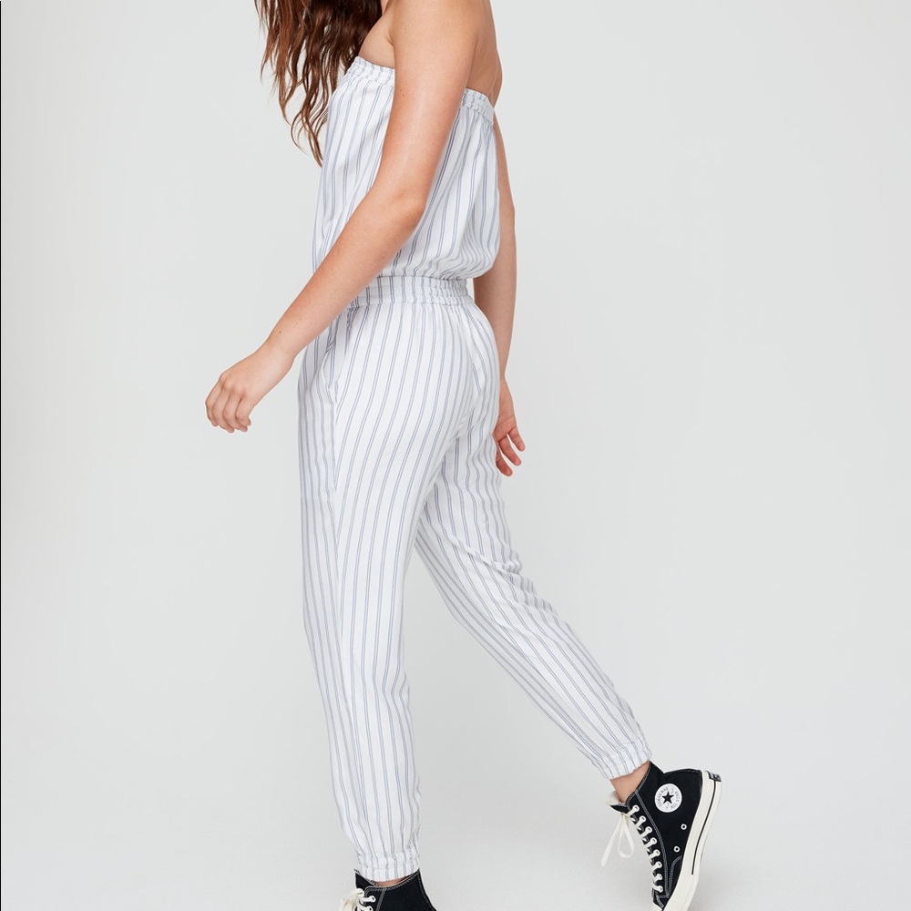 Sunday Best Aritzia Strapless Stripe Jumpsuit